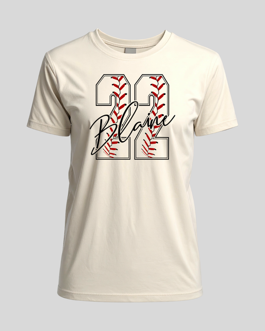CUSTOM NUMBER & NAME BASEBALL TEE
