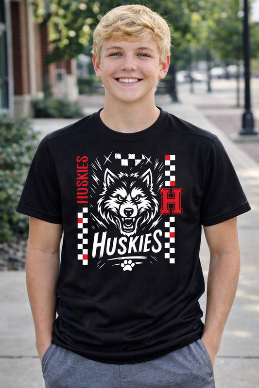 HUSKIES CHECKERED BLOCK TEE