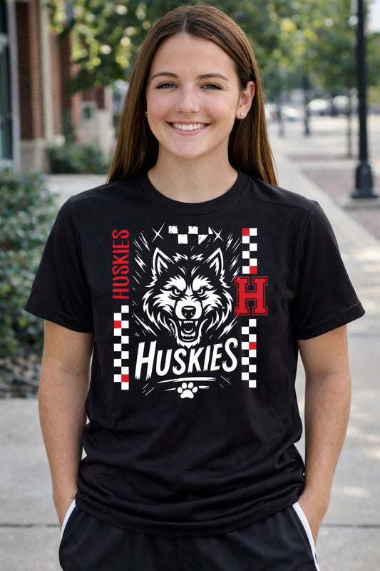 HUSKIES CHECKERED BLOCK TEE