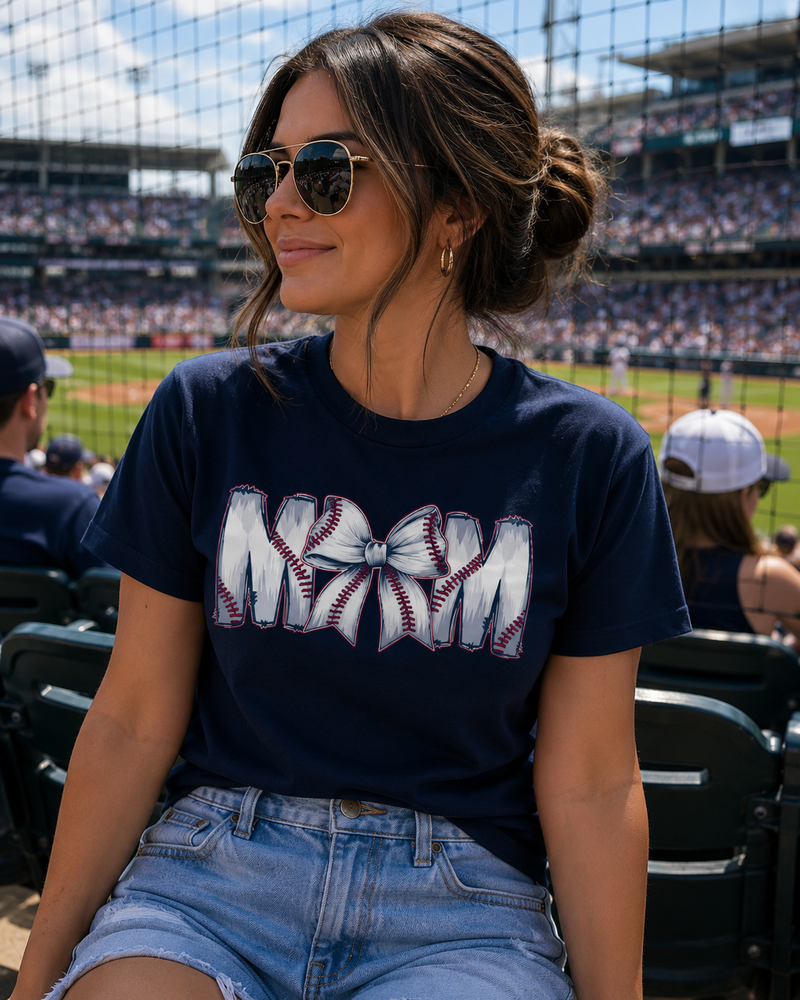 BASEBALL MOM BOW TEE