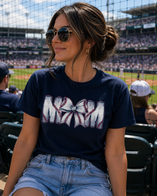 BASEBALL MOM BOW TEE