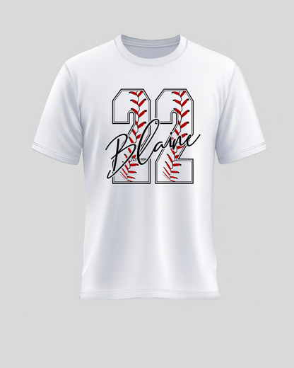 CUSTOM NUMBER & NAME BASEBALL TEE