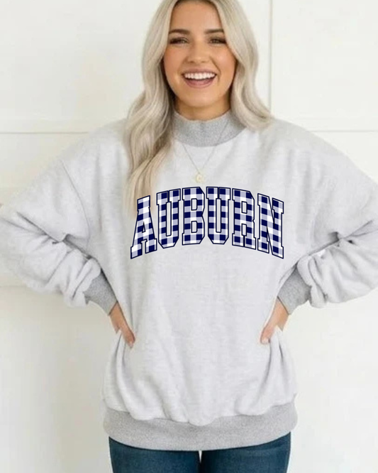 COLLEGE PLAID MOCK SWEATSHIRT
