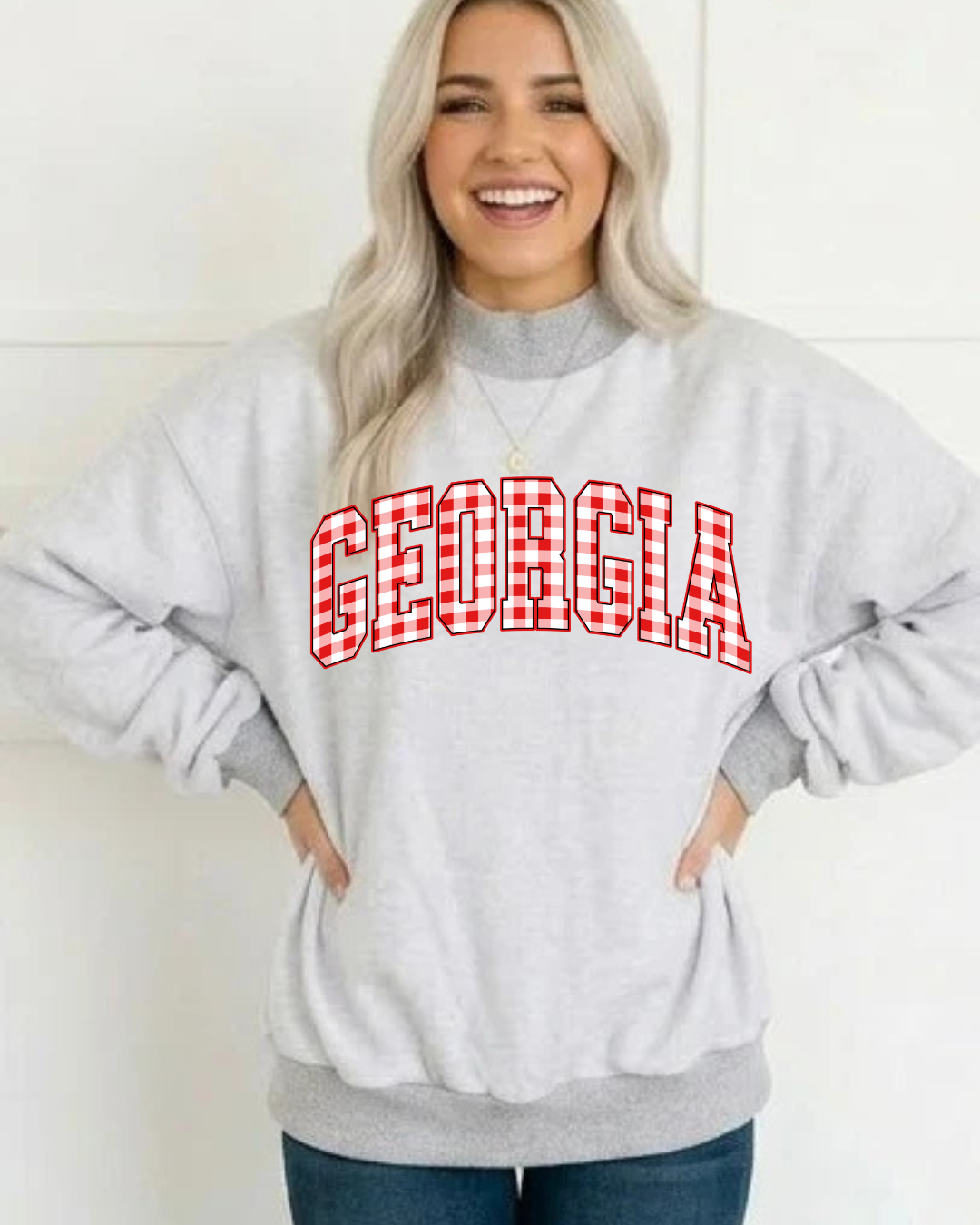 COLLEGE PLAID MOCK SWEATSHIRT