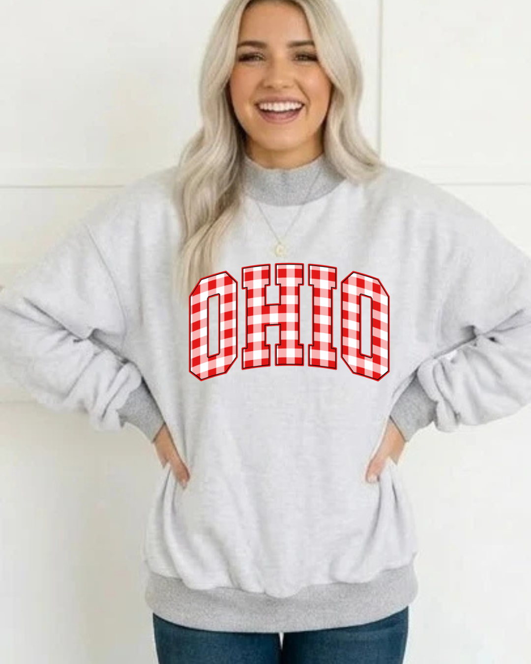 COLLEGE PLAID MOCK SWEATSHIRT