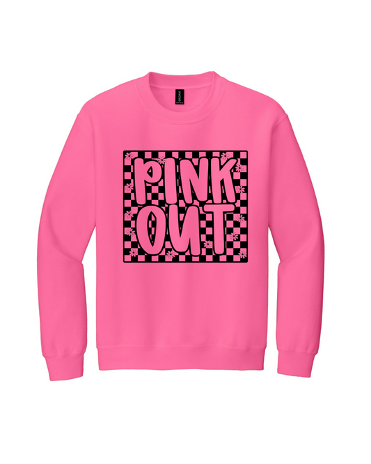 PINK OUT CHECKERED SWEATSHIRT