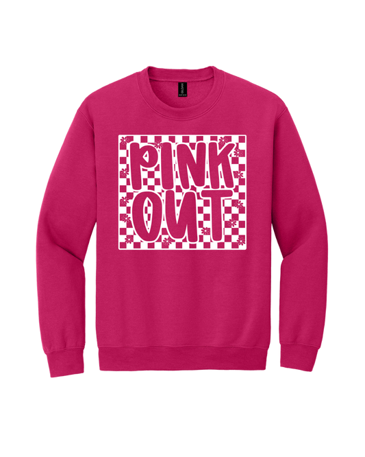 PINK OUT CHECKERED SWEATSHIRT