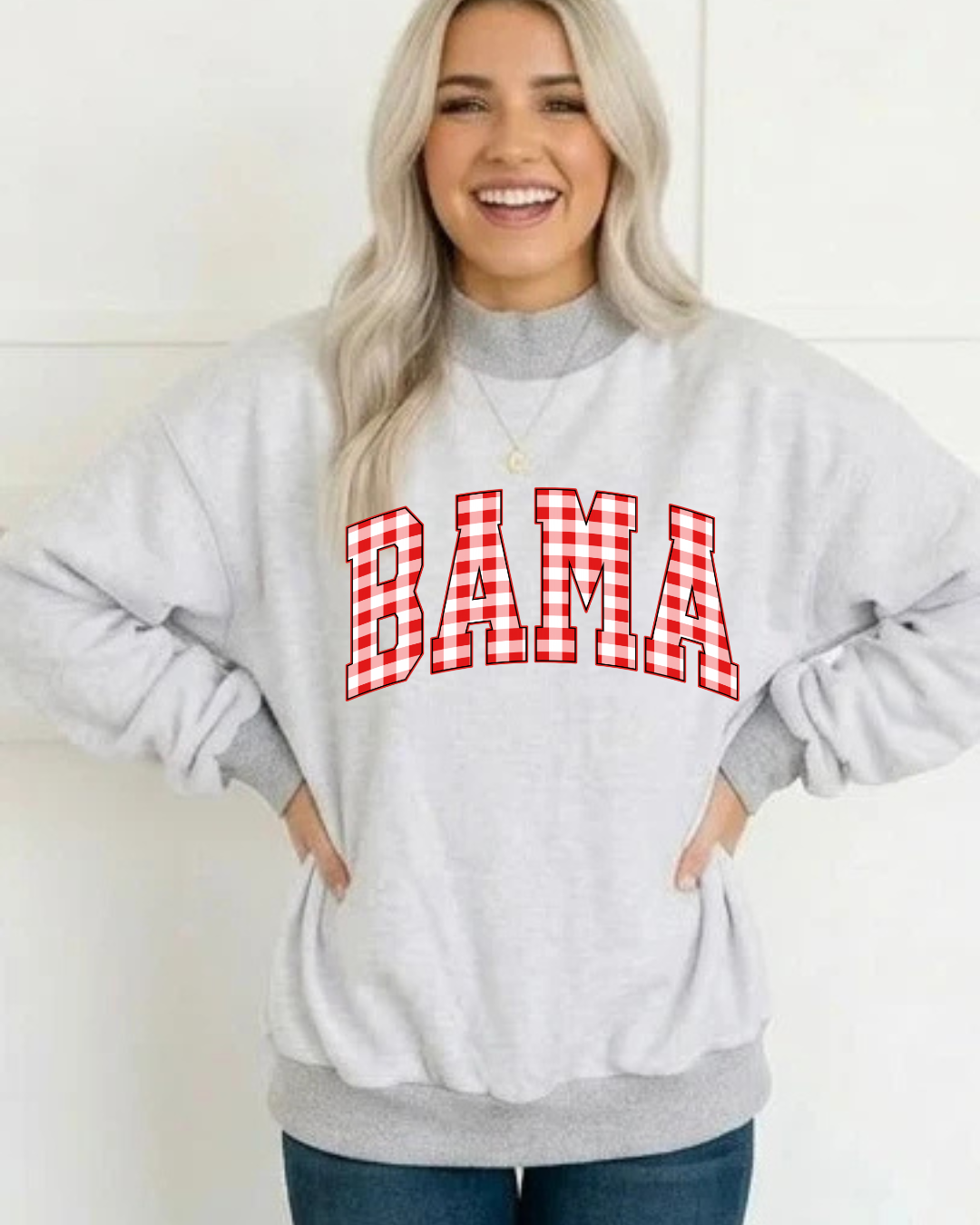 COLLEGE PLAID MOCK SWEATSHIRT